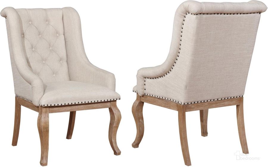 The appearance of Brockway Weathered Arm Chair Set Of 2 designed by Coaster in the traditional interior design. This cream piece of furniture  was selected by 1StopBedrooms from Brockway Collection to add a touch of cosiness and style into your home. Sku: 110293. Material: Wood. Product Type: Dining Chair. Image1