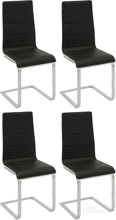 The appearance of Broderick Modern Black Side Chair Set of 4 designed by Coaster in the modern / contemporary interior design. This black piece of furniture  was selected by 1StopBedrooms from Broderick Collection to add a touch of cosiness and style into your home. Sku: 120948B1;120948B2. Product Type: Side Chair. Material: Vinyl. Image1