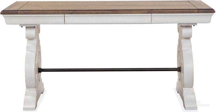 The appearance of Bronwyn Two Tone Writing Desk designed by Magnussen in the transitional interior design. This white and brown piece of furniture  was selected by 1StopBedrooms from Bronwyn Collection to add a touch of cosiness and style into your home. Sku: H4436-01B;H4436-01TTT. Product Type: Desk & Hutch. Material: Pine. Image1