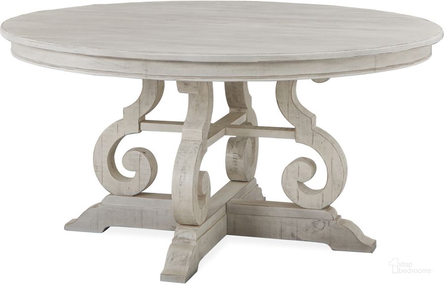 The appearance of Bronwyn 60 In Round Dining Table designed by Magnussen in the country / farmhouse interior design. This white piece of furniture  was selected by 1StopBedrooms from Bronwyn Collection to add a touch of cosiness and style into your home. Sku: D4436-23B;D4436-23T. Product Type: Dining Table. Material: Pine. Size: 60". Image1