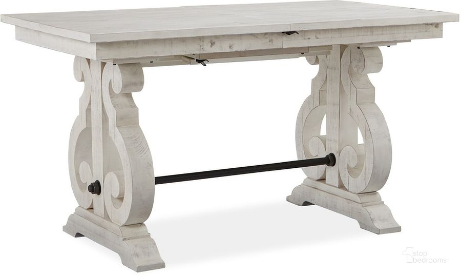 The appearance of Bronwyn Rectangular Counter Table designed by Magnussen in the country / farmhouse interior design. This white piece of furniture  was selected by 1StopBedrooms from Bronwyn Collection to add a touch of cosiness and style into your home. Sku: D4436-42B;D4436-42T. Product Type: Counter Height Table. Material: Pine. Size: 36". Image1