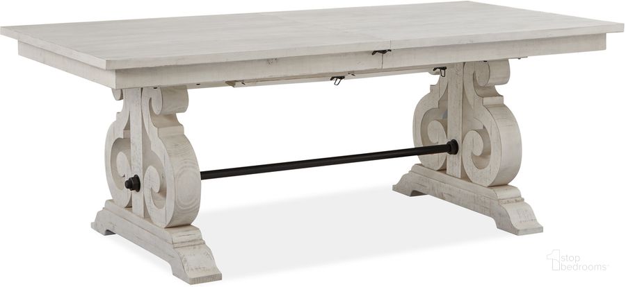 The appearance of Bronwyn Rectangular Dining Table designed by Magnussen in the country / farmhouse interior design. This white piece of furniture  was selected by 1StopBedrooms from Bronwyn Collection to add a touch of cosiness and style into your home. Sku: D4436-20B;D4436-20T. Product Type: Dining Table. Material: Pine. Image1
