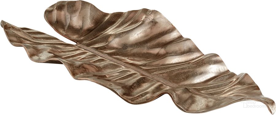The appearance of Bronze Leaf Large Tray designed by Cyan Design in the modern / contemporary interior design. This brown piece of furniture  was selected by 1StopBedrooms from  to add a touch of cosiness and style into your home. Sku: 08923. Material: Aluminum. Product Type: Tray.