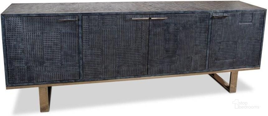 The appearance of Bronzini Embossed Blue And Gray Credenza designed by Sarreid in the transitional interior design. This grey piece of furniture  was selected by 1StopBedrooms from Bronzini Collection to add a touch of cosiness and style into your home. Sku: 53136. Product Type: Credenza. Image1