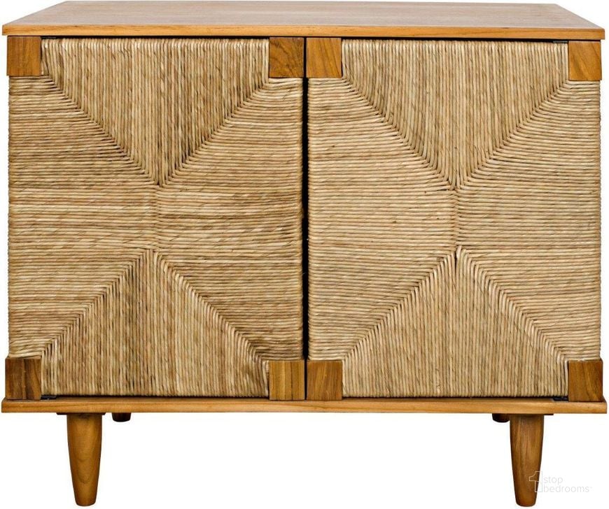 The appearance of Brook 2 Door Sideboard In Teak designed by Noir in the transitional interior design. This clear piece of furniture  was selected by 1StopBedrooms from Brook Collection to add a touch of cosiness and style into your home. Sku: GCON239T. Product Type: Sideboard. Material: Wood Veneer. Image1