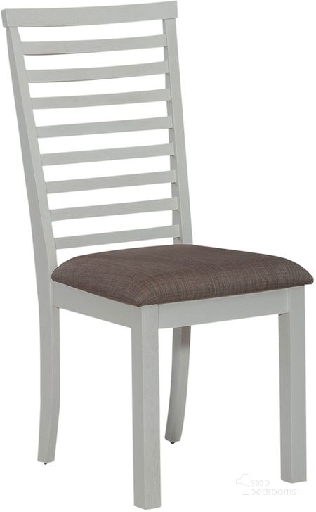 The appearance of Brook Bay Upholstered Ladder Back Side Chair Set of 2 designed by Liberty in the transitional interior design. This white and gray piece of furniture  was selected by 1StopBedrooms from Brook Collection to add a touch of cosiness and style into your home. Sku: 182-C2001S. Product Type: Side Chair. Material: Rubberwood. Image1