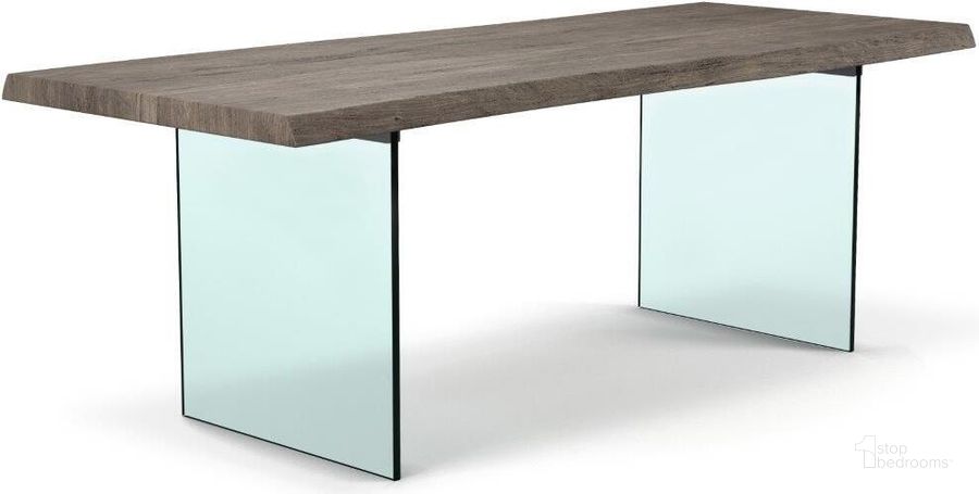 The appearance of Brooks 40 Inch x 79 Inch Glass Base Dining Table In Sandblasted Grey Top And Clear Glass Base designed by Urbia in the modern / contemporary interior design. This grey piece of furniture  was selected by 1StopBedrooms from Brooks Collection to add a touch of cosiness and style into your home. Sku: IL-BRO-DT-079GY-0101. Table Base Style: Double Pedestal. Material: Wood. Product Type: Dining Table. Table Top Shape: Rectangular. Size: 79". Image1