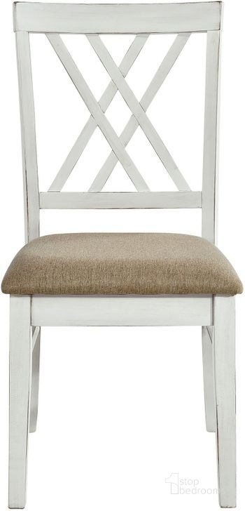 The appearance of Brunson Dining Side Chair In White and Brown designed by Homelegance in the traditional interior design. This white and brown piece of furniture  was selected by 1StopBedrooms from Brunson Collection to add a touch of cosiness and style into your home. Sku: 5865S. Product Type: Side Chair. Material: Textured. Image1