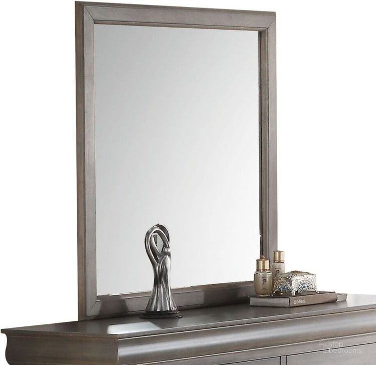 The appearance of Bryland Antique Grey Dresser Mirror designed by Isaac Tahari in the transitional interior design. This antique grey piece of furniture  was selected by 1StopBedrooms from Bryland Collection to add a touch of cosiness and style into your home. Sku: 25504. Material: Glass. Product Type: Mirror. Image1