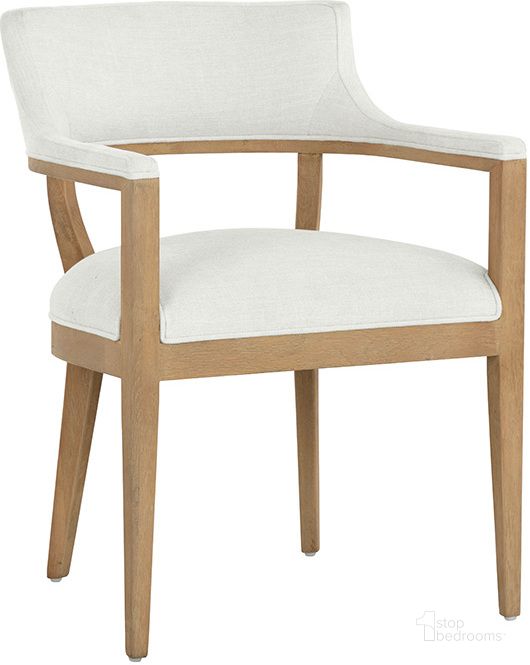 The appearance of Brylea Dining Armchair In Natural And Heather Ivory Tweed designed by Sunpan in the modern / contemporary interior design. This natural piece of furniture  was selected by 1StopBedrooms from Brylea Collection to add a touch of cosiness and style into your home. Sku: 108202. Material: Fabric. Product Type: Dining Chair. Image1