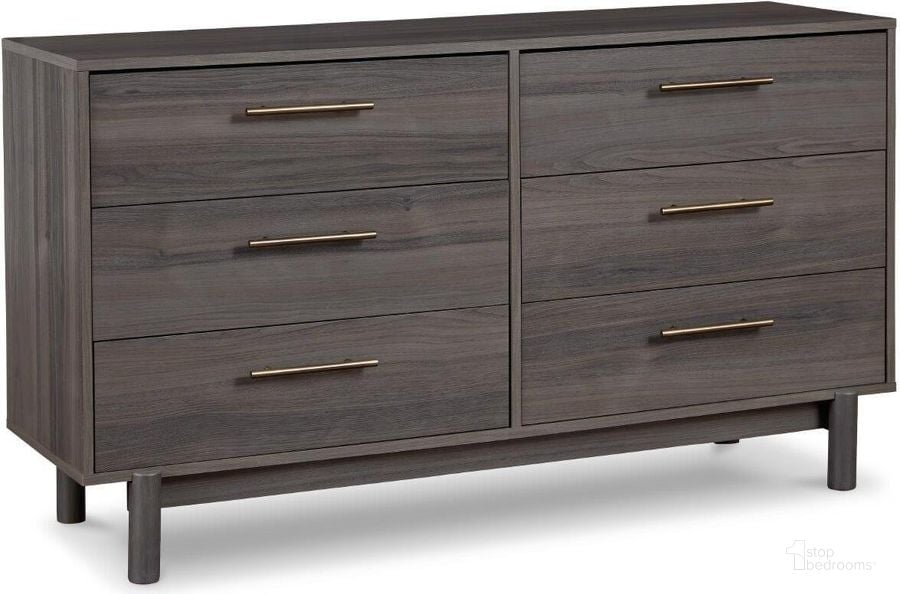 The appearance of Brymont Gray Six Drawer Dresser designed by Signature Design by Ashley in the modern / contemporary interior design. This dark gray piece of furniture  was selected by 1StopBedrooms from Brymont Collection to add a touch of cosiness and style into your home. Sku: EB1011-231. Material: Wood. Product Type: Dresser. Image1