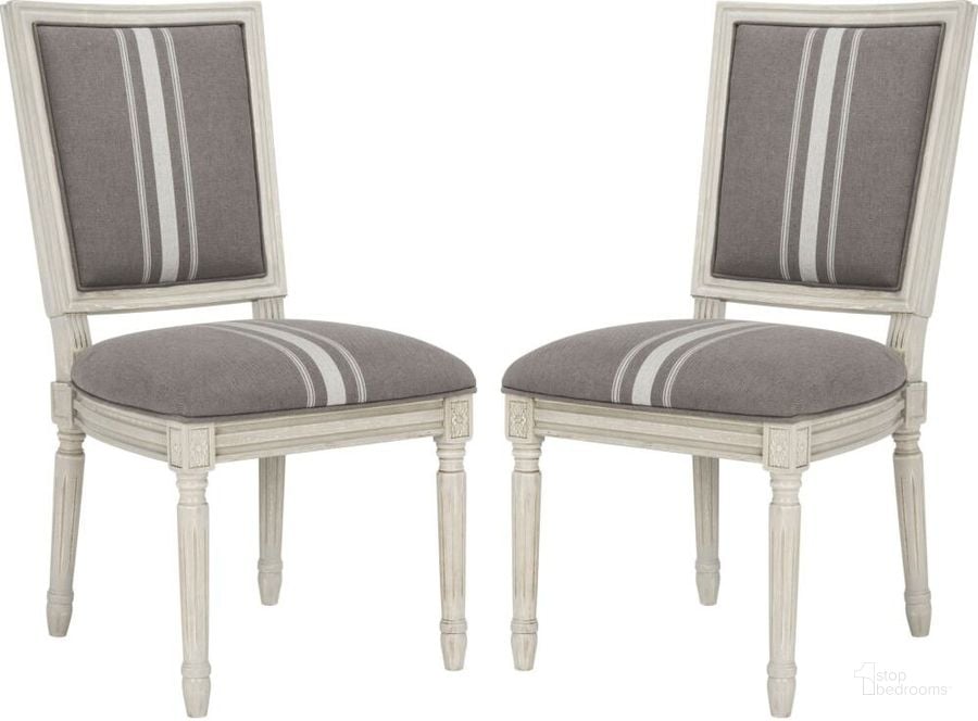 The appearance of Buchanan Beige and Rustic Grey 19 Inch French Brasserie Linen Side Chair designed by Safavieh in the modern / contemporary interior design. This light grey piece of furniture  was selected by 1StopBedrooms from Buchanan Collection to add a touch of cosiness and style into your home. Sku: FOX6229M-SET2. Material: Wood. Product Type: Dining Chair. Image1