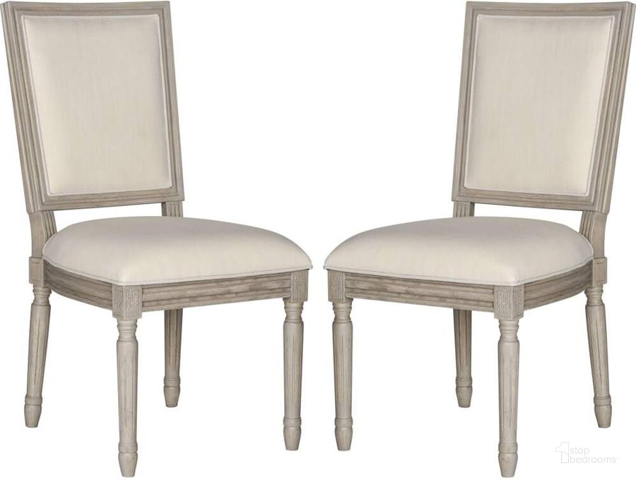 The appearance of Buchanan Light Beige and Rustic Grey French Brasserie Linen Rect Side Chair Set of 2 designed by Safavieh in the modern / contemporary interior design. This light beige piece of furniture  was selected by 1StopBedrooms from Buchanan Collection to add a touch of cosiness and style into your home. Sku: FOX6229H-SET2. Material: Wood. Product Type: Dining Chair. Image1