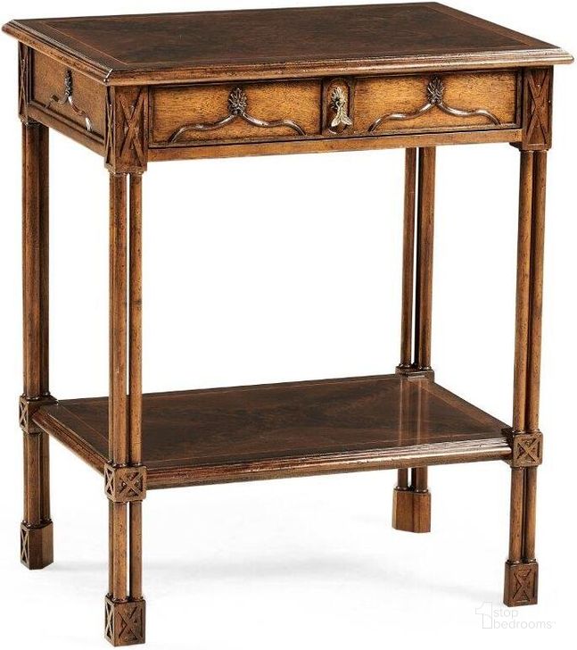 The appearance of Buckingham Chippendale Gothic Rectangular Side Table designed by Jonathan Charles in the traditional interior design. This walnut piece of furniture  was selected by 1StopBedrooms from Buckingham Collection to add a touch of cosiness and style into your home. Sku: 493497-DCW. Material: Wood. Product Type: Side Table. Image1