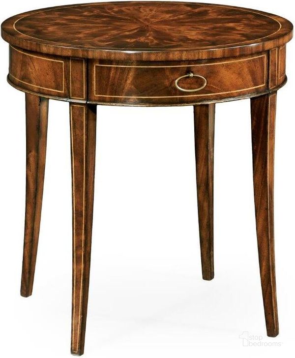 The appearance of Buckingham Round Mahogany Side Table Fine Stringing designed by Jonathan Charles in the traditional interior design. This antique piece of furniture  was selected by 1StopBedrooms from Buckingham Collection to add a touch of cosiness and style into your home. Sku: 494003-LAM. Material: Wood. Product Type: Side Table. Image1