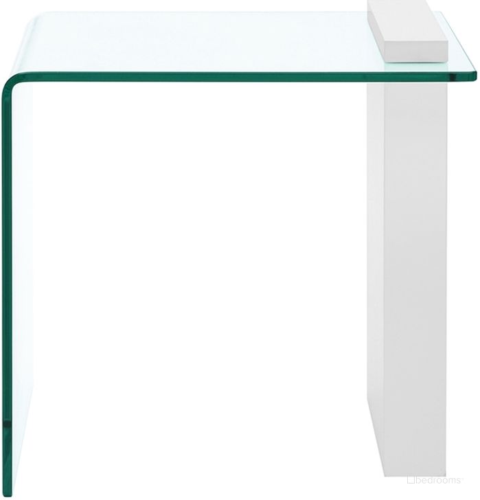 The appearance of Buono End Table In High Gloss White Lacquer With Clear Glass. designed by Casabianca Home in the modern / contemporary interior design. This clear piece of furniture  was selected by 1StopBedrooms from Buono Collection to add a touch of cosiness and style into your home. Sku: CB-1154-END-WH. Material: Glass. Product Type: End Table. Image1
