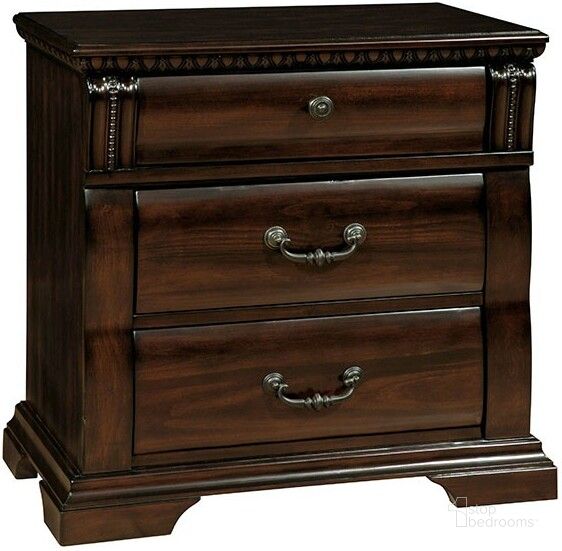 The appearance of Burleigh Cherry Nightstand designed by Furniture of America in the transitional interior design. This brown piece of furniture  was selected by 1StopBedrooms from Burleigh Collection to add a touch of cosiness and style into your home. Sku: CM7791N. Material: Wood. Product Type: Nightstand. Image1
