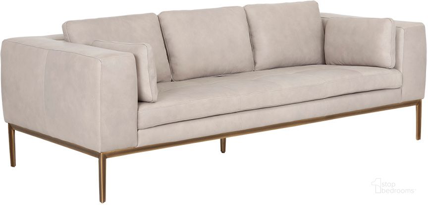 The appearance of Burr Sofa In Bali Bone Leather designed by Sunpan in the modern / contemporary interior design. This bone piece of furniture  was selected by 1StopBedrooms from Burr Collection to add a touch of cosiness and style into your home. Sku: 106598. Material: Leather. Product Type: Sofa. Image1