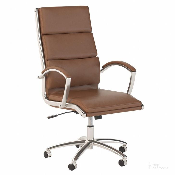 The appearance of Bush Business Furniture 400 Series High Back Leather Executive Office Chair in Saddle Tan designed by Bush Furniture in the modern / contemporary interior design. This saddle piece of furniture  was selected by 1StopBedrooms from 400 Series Collection to add a touch of cosiness and style into your home. Sku: 400S243SD. Material: Fabric. Product Type: Office Chair. Image1