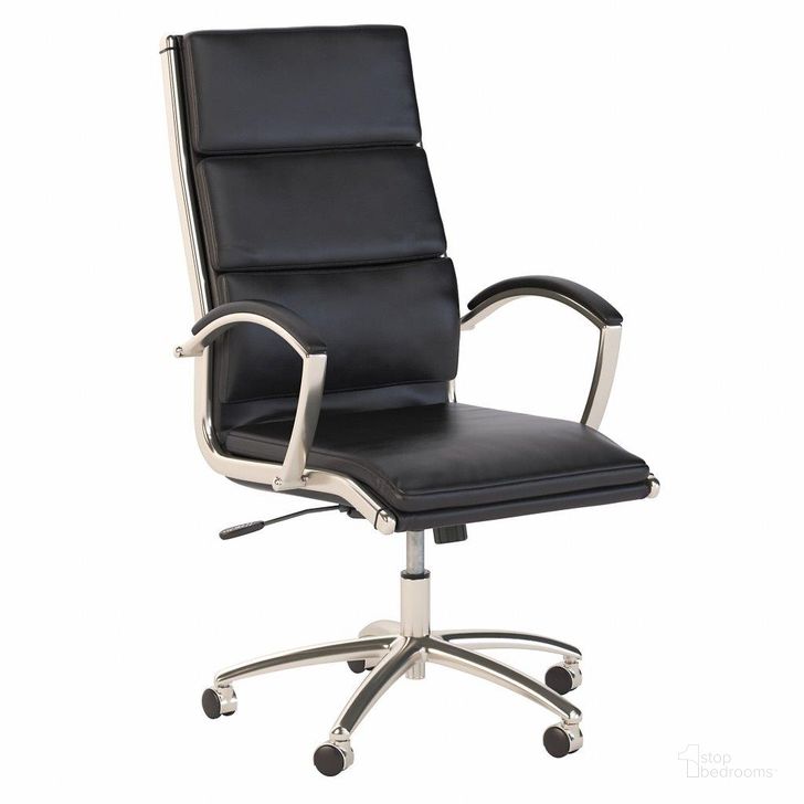 The appearance of Bush Business Furniture High Back Leather Executive Office Chair For Conference Tables in Black Ctb002Bl designed by Bush Furniture in the transitional interior design. This black leather piece of furniture  was selected by 1StopBedrooms from Conference Tables Collection to add a touch of cosiness and style into your home. Sku: CTB002BL. Material: Fabric. Product Type: Conference Chair. Image1
