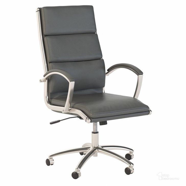 The appearance of Bush Business Furniture High Back Leather Executive Office Chair For Conference Tables in Dark Gray designed by Bush Furniture in the transitional interior design. This dark gray piece of furniture  was selected by 1StopBedrooms from Conference Tables Collection to add a touch of cosiness and style into your home. Sku: CTB002DG. Material: Fabric. Product Type: Conference Chair. Image1