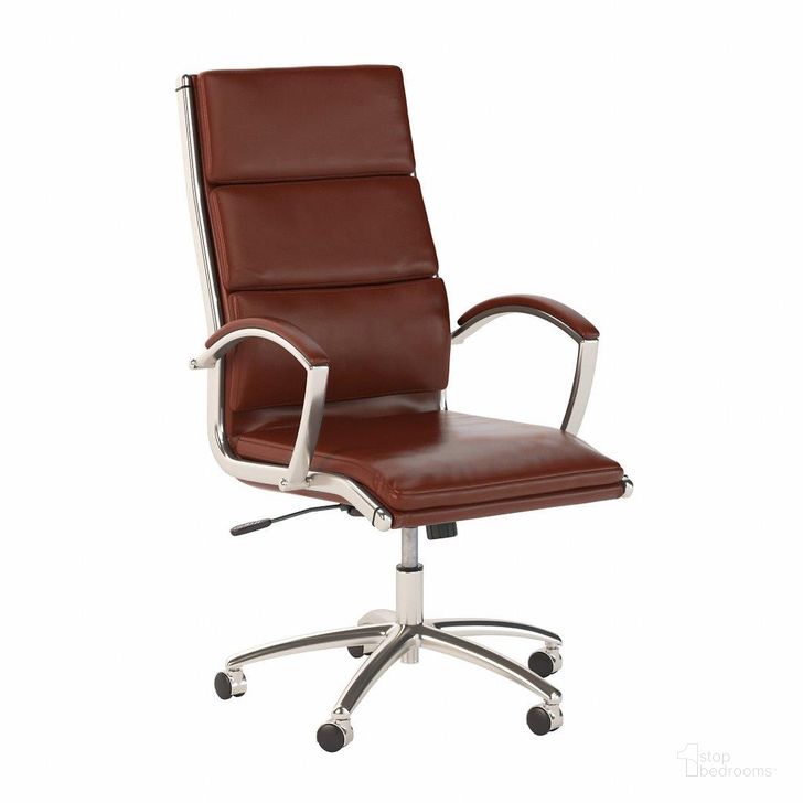 The appearance of Bush Business Furniture High Back Leather Executive Office Chair For Conference Tables in Harvest Cherry Ctb002Cs designed by Bush Furniture in the transitional interior design. This cherry piece of furniture  was selected by 1StopBedrooms from Conference Tables Collection to add a touch of cosiness and style into your home. Sku: CTB002CS. Material: Fabric. Product Type: Conference Chair. Image1