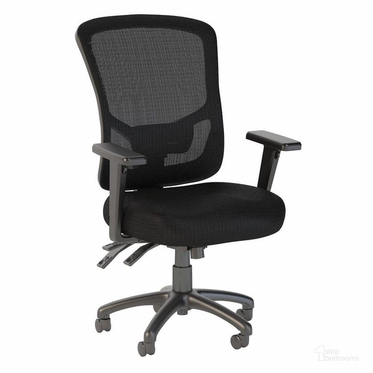 The appearance of Bush Business Furniture Series A High Back Multifunction Mesh Executive Office Chair in Black designed by Bush Furniture in the transitional interior design. This black piece of furniture  was selected by 1StopBedrooms from Series A Collection to add a touch of cosiness and style into your home. Sku: SRA082BL. Product Type: Office Chair. Image1