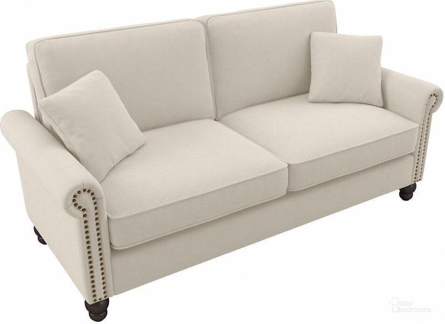 Bush Furniture Coventry 73W Sofa in Cream Herringbone 1StopBedrooms
