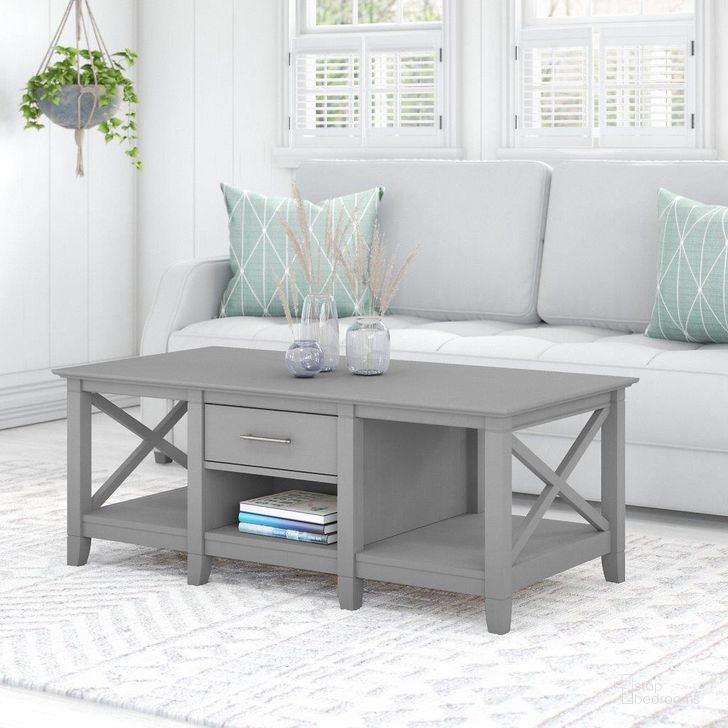 The appearance of Bush Furniture Key West Coffee Table With Storage In Cape Cod Gray designed by Bush Furniture in the country / farmhouse interior design. This gray piece of furniture  was selected by 1StopBedrooms from Key West Collection to add a touch of cosiness and style into your home. Sku: KWT148CG-03. Product Type: Coffee Table. Image1