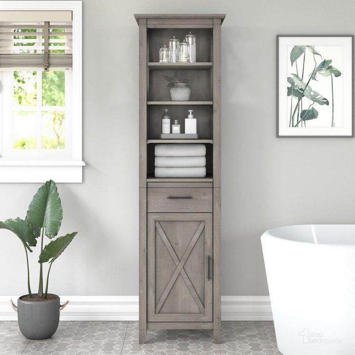 The appearance of Bush Furniture Key West Tall Bathroom Storage Cabinet in Driftwood Gray designed by Bush Furniture in the country / farmhouse interior design. This gray piece of furniture  was selected by 1StopBedrooms from Key West Bathroom Collection to add a touch of cosiness and style into your home. Sku: KWS168DG-03. Product Type: Bathroom Storage. Image1