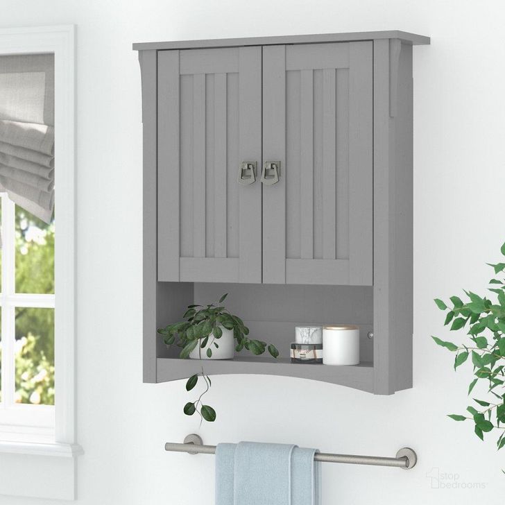 The appearance of Bush Furniture Salinas Bathroom Wall Cabinet with Doors in Cape Cod Gray designed by Bush Furniture in the country / farmhouse interior design. This gray piece of furniture  was selected by 1StopBedrooms from Salinas Bathroom Collection to add a touch of cosiness and style into your home. Sku: SAWS124CG-03. Product Type: Bathroom Storage. Image1