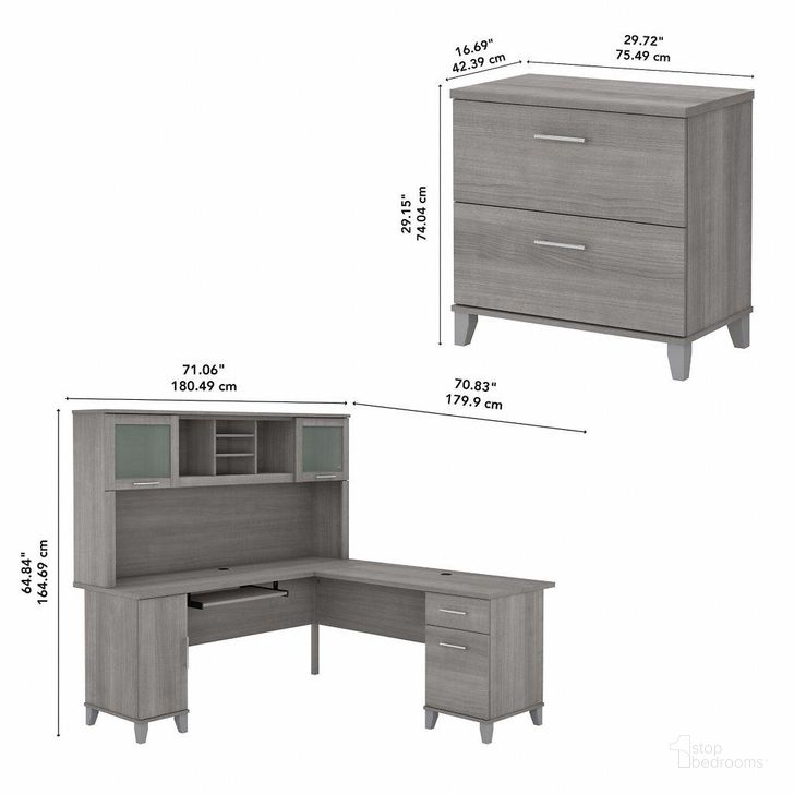 Bush Furniture Somerset 72W L Shaped Desk with Hutch and Lateral File