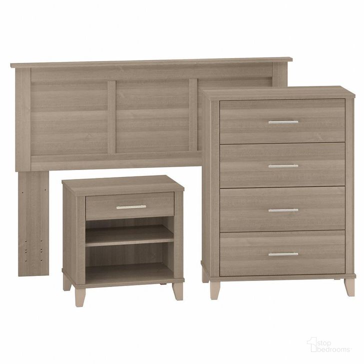 The appearance of Bush Furniture Somerset Full/Queen Size Headboard, Chest Of Drawers and Nightstand Bedroom Set in Ash Gray designed by Bush Furniture in the modern / contemporary interior design. This ash gray piece of furniture  was selected by 1StopBedrooms from Somerset Bedroom Collection to add a touch of cosiness and style into your home. Sku: SET005AG. Product Type: Headboard Set. Image1