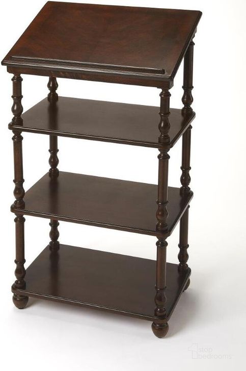 The appearance of Butler Alden Plantation Cherry Library Stand designed by Butler Specialty Company in the traditional interior design. This dark brown piece of furniture  was selected by 1StopBedrooms from Plantation Collection to add a touch of cosiness and style into your home. Sku: 1512024. Material: Wood. Product Type: Decor. Image1