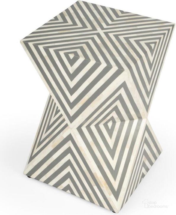 The appearance of Butler Anais White And Grey Bone Inlay End Table designed by Butler Specialty Company in the modern / contemporary interior design. This white and grey piece of furniture  was selected by 1StopBedrooms from Bone Inlay Collection to add a touch of cosiness and style into your home. Sku: 5510321. Product Type: End Table. Material: MDF. Image1