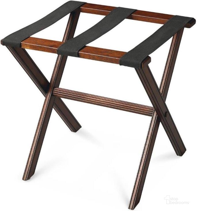 The appearance of Butler Anthony Plantation Cherry Luggage Rack designed by Butler Specialty Company in the transitional interior design. This dark brown piece of furniture  was selected by 1StopBedrooms from Plantation Collection to add a touch of cosiness and style into your home. Sku: 1222024. Product Type: Decor. Material: Rubberwood. Image1