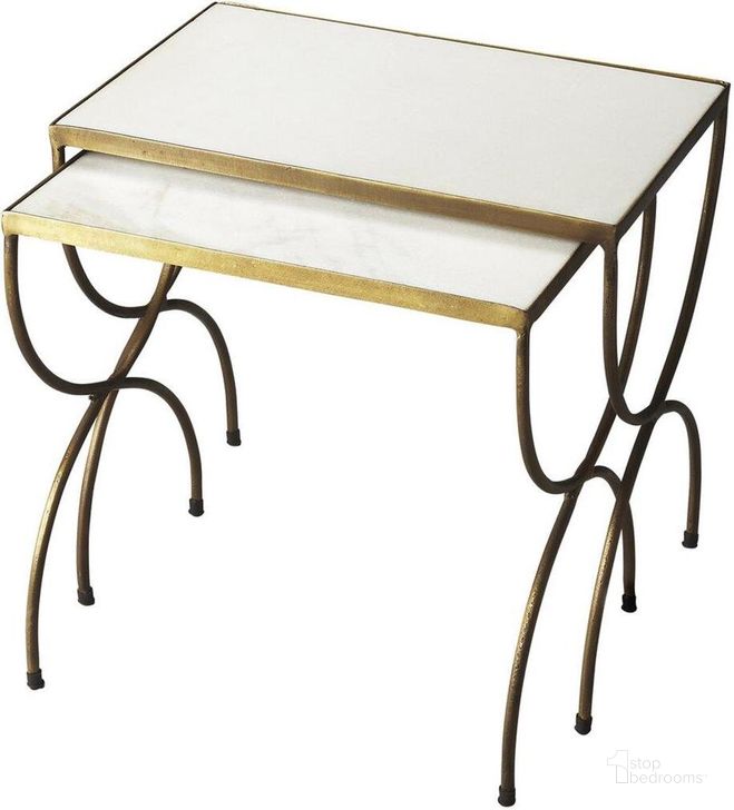The appearance of Butler Bacchus Marble and Iron Nesting Tables designed by Butler Specialty Company in the transitional interior design. This multicolor piece of furniture  was selected by 1StopBedrooms from Metalworks Collection to add a touch of cosiness and style into your home. Sku: 3309025. Product Type: Nesting Table. Material: Iron. Image1