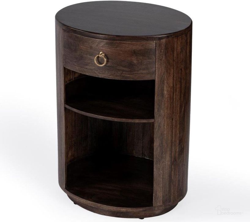 The appearance of Butler Carnolitta One Drawer End Table designed by Butler Specialty Company in the transitional interior design. This brown piece of furniture  was selected by 1StopBedrooms from Carnolitta Collection to add a touch of cosiness and style into your home. Sku: 5595354. Product Type: End Table. Material: MDF. Image1
