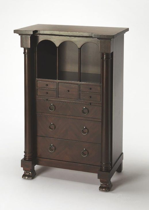 The appearance of Butler Castle Heirloom Secretary designed by Butler Specialty Company in the traditional interior design. This medium brown piece of furniture  was selected by 1StopBedrooms from Castle Collection to add a touch of cosiness and style into your home. Sku: 9400347. Product Type: Desk & Hutch. Material: Poplar. Image1