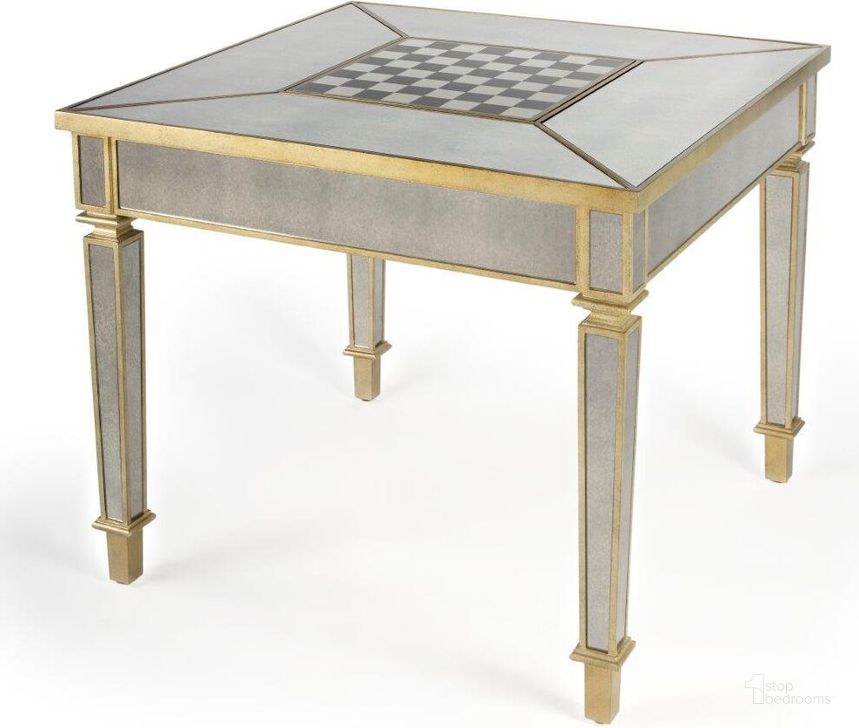 The appearance of Butler Celeste Mirrored Game Table designed by Butler Specialty Company in the transitional interior design. This silver piece of furniture  was selected by 1StopBedrooms from Masterpiece Collection to add a touch of cosiness and style into your home. Sku: 3766146. Material: Wood. Product Type: Game Table. Image1
