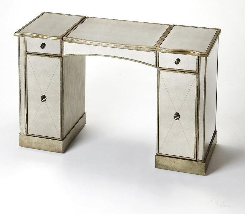 The appearance of Butler Celeste Mirrored Vanity designed by Butler Specialty Company in the traditional interior design. This silver piece of furniture  was selected by 1StopBedrooms from Masterpiece Collection to add a touch of cosiness and style into your home. Sku: 2909146. Material: Wood. Product Type: Vanity. Image1
