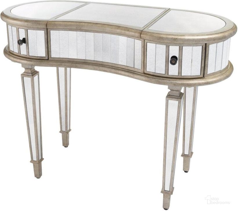 The appearance of Butler Constance Mirrored Vanity Table designed by Butler Specialty Company in the traditional interior design. This silver piece of furniture  was selected by 1StopBedrooms from Masterpiece Collection to add a touch of cosiness and style into your home. Sku: 3506146. Material: Wood. Product Type: Vanity. Image1
