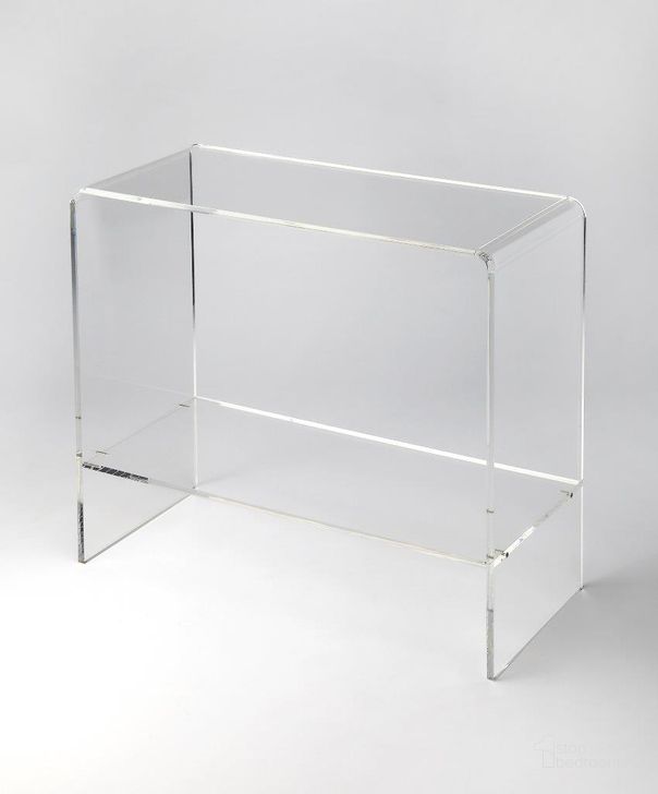 The appearance of Butler Crystal Clear Acrylic Console Table designed by Butler Specialty Company in the modern / contemporary interior design. This clear piece of furniture  was selected by 1StopBedrooms from Loft Collection to add a touch of cosiness and style into your home. Sku: 3610335. Product Type: Console Table. Material: Acrylic. Image1