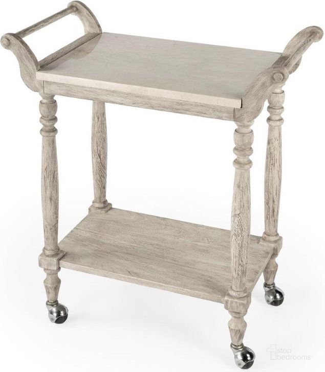 The appearance of Butler Danielle Marble Serving Cart designed by Butler Specialty Company in the transitional interior design. This grey piece of furniture  was selected by 1StopBedrooms from Masterpiece Collection to add a touch of cosiness and style into your home. Sku: 5518329. Material: Marble. Product Type: Serving Cart. Image1