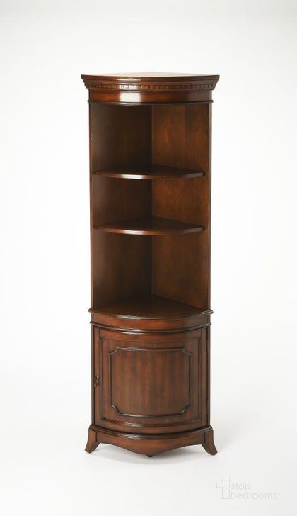 The appearance of Butler Dowling Plantation Cherry Corner Cabinet designed by Butler Specialty Company in the traditional interior design. This dark brown piece of furniture  was selected by 1StopBedrooms from Plantation Collection to add a touch of cosiness and style into your home. Sku: 3621024. Product Type: Cabinet. Material: MDF.