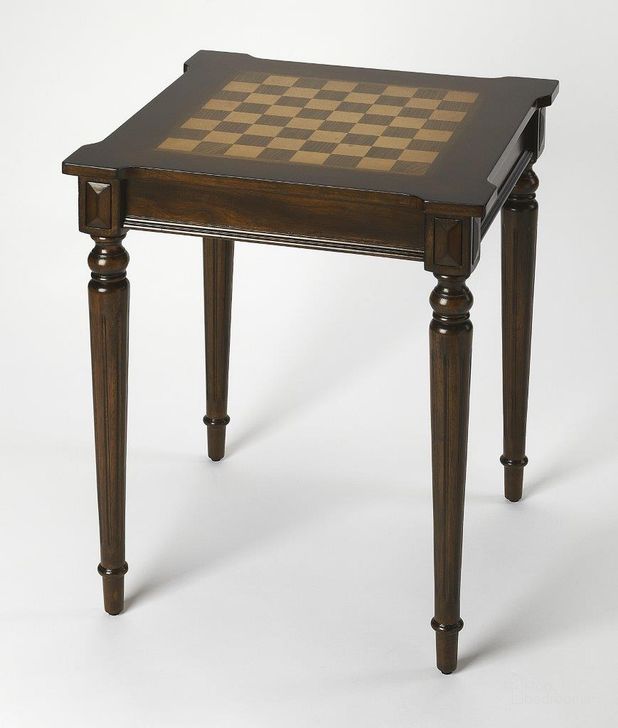 The appearance of Butler Doyle Plantation Cherry Game Table designed by Butler Specialty Company in the traditional interior design. This dark brown piece of furniture  was selected by 1StopBedrooms from Plantation Collection to add a touch of cosiness and style into your home. Sku: 5305024. Material: Wood. Product Type: Game Table. Image1