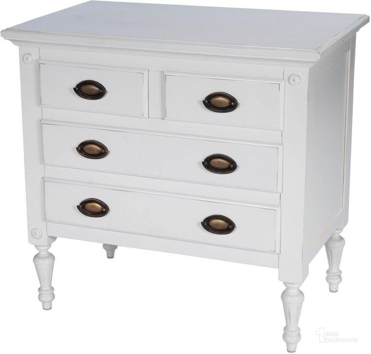 The appearance of Butler Easterbrook White 4 Drawer Chest designed by Butler Specialty Company in the traditional interior design. This white piece of furniture  was selected by 1StopBedrooms from Masterpiece Collection to add a touch of cosiness and style into your home. Sku: 9306288. Material: Wood. Product Type: Chest. Image1