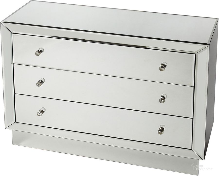 The appearance of Butler Emma Mirrored Chest designed by Butler Specialty Company in the modern / contemporary interior design. This clear piece of furniture  was selected by 1StopBedrooms from Loft Collection to add a touch of cosiness and style into your home. Sku: 3645146. Product Type: Chest. Material: MDF. Image1