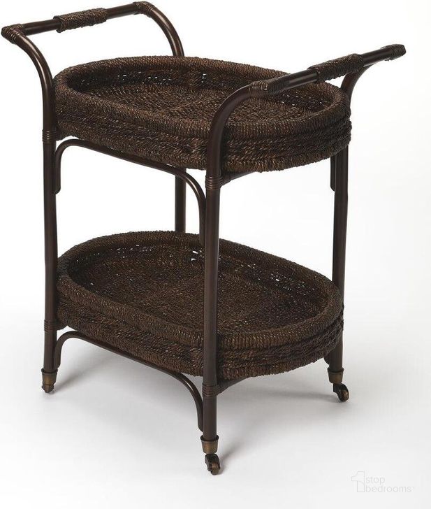 The appearance of Butler Fiji Rattan Serving Cart designed by Butler Specialty Company in the transitional interior design. This medium brown piece of furniture  was selected by 1StopBedrooms from Designer's Edge Collection to add a touch of cosiness and style into your home. Sku: 4230035. Product Type: Serving Cart. Material: Rattan. Image1