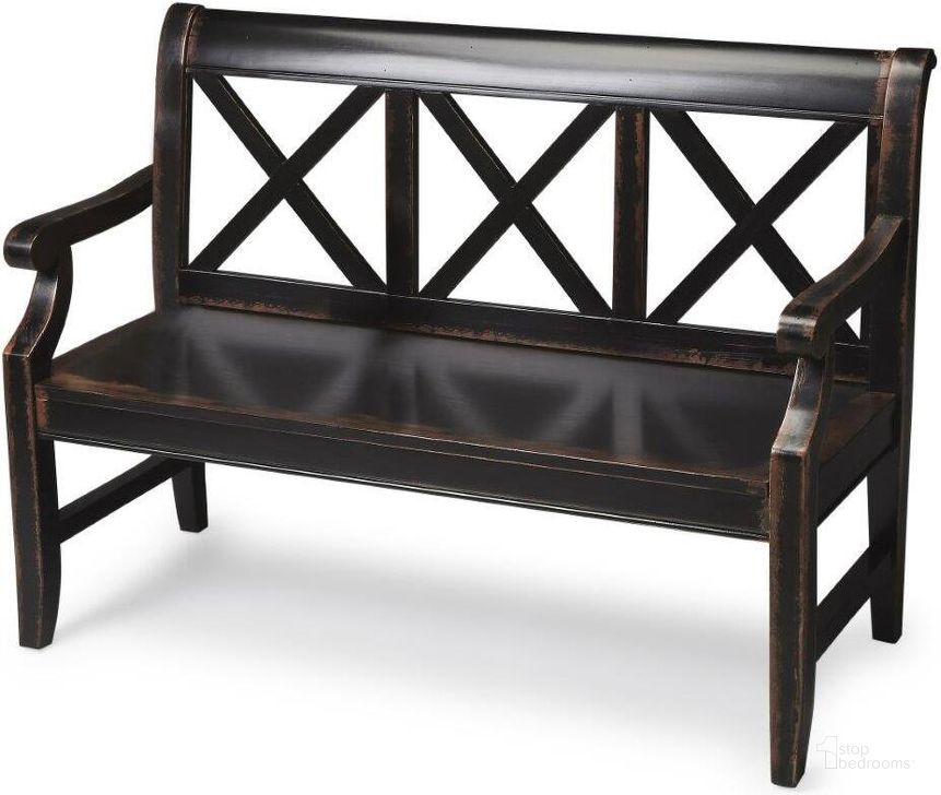 The appearance of Butler Gerrit Midnight Rose Bench designed by Butler Specialty Company in the transitional interior design. This black piece of furniture  was selected by 1StopBedrooms from Masterpiece Collection to add a touch of cosiness and style into your home. Sku: 5048250. Material: MDF. Product Type: Bedroom Bench. Image1